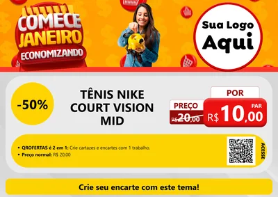 Modelo de Cartaz para Cartaz A4 Horizontal com o tema Comece Janeiro Economizando para Calçados