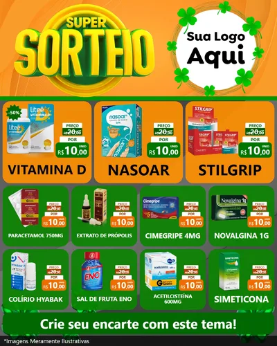 Modelo de Rede Social para Feed Instagram com o tema Super Sorteio para Farmácia