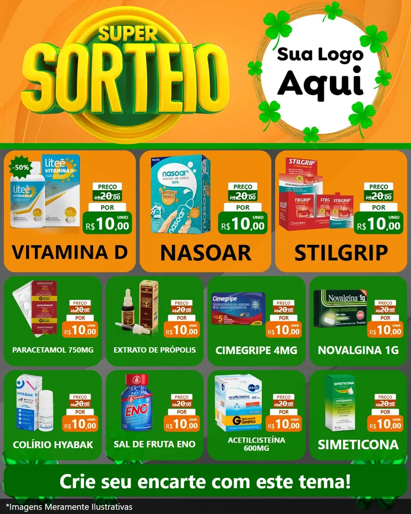 Modelo de Rede Social para Feed Instagram com o tema Super Sorteio para Farmácia