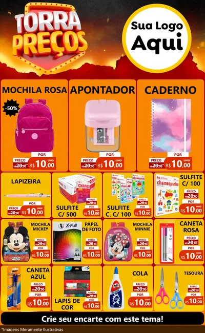 Modelo de Encarte para Encarte Grande com o tema Torra Preços para Papelaria
