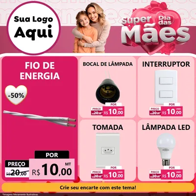 Modelo de Rede Social para Feed Facebook com o tema Super Dia Das Mães para Materiais Elétricos