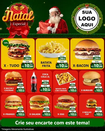 Modelo de Rede Social para Feed Instagram com o tema Natal Especial para Hamburgueria