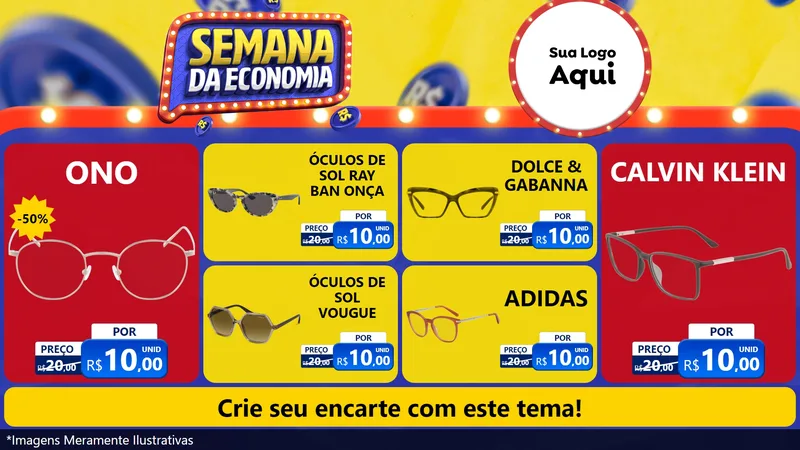 Modelo de TV para TV Horizontal com o tema Semana da Economia para Óticas