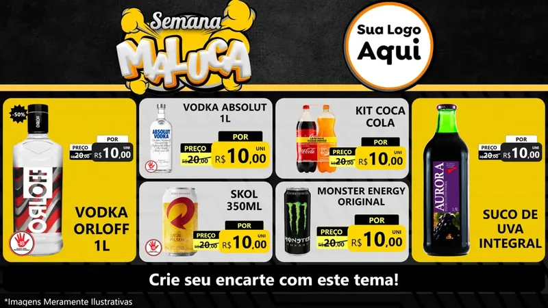 Modelo de TV para TV Horizontal com o tema Semana Maluca para Distribuidora de bebidas