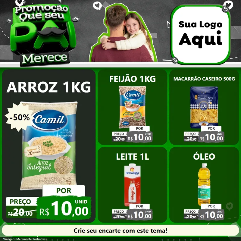 Modelo de Rede Social para Feed Facebook com o tema Promoção Que seu Pai Merece para Supermercado