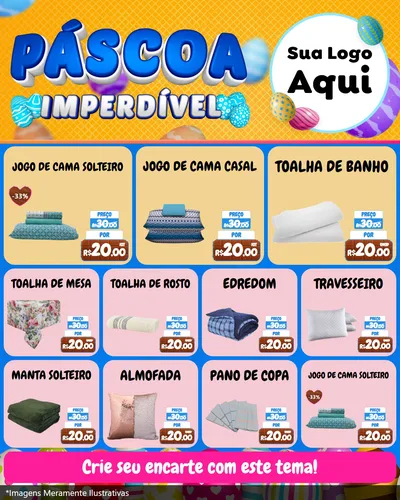 Modelo de Rede Social para Feed Instagram com o tema Páscoa Imperdível para Cama, Mesa e Banho