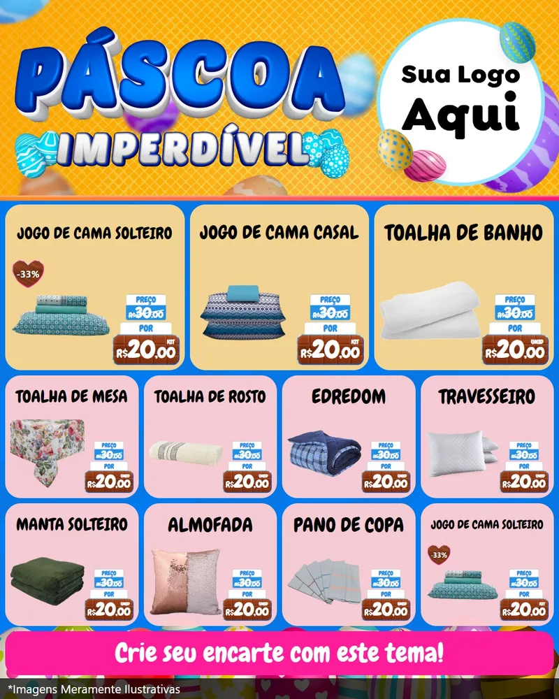 Modelo de Rede Social para Feed Instagram com o tema Páscoa Imperdível para Cama, Mesa e Banho