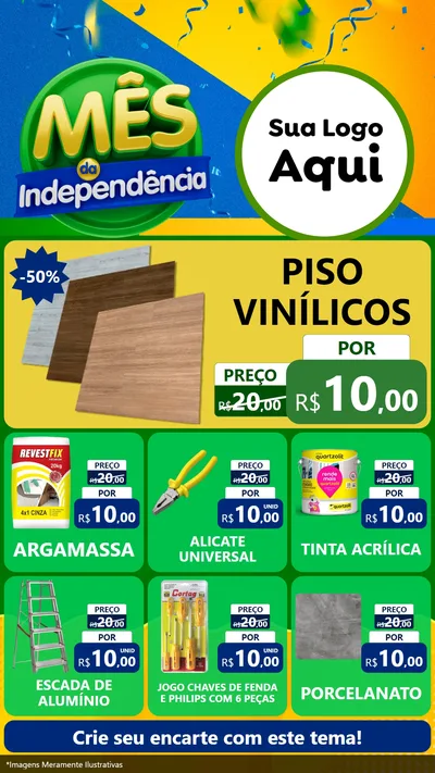 Modelo de Rede Social para Stories com o tema Mês da Independência para Material para Construção