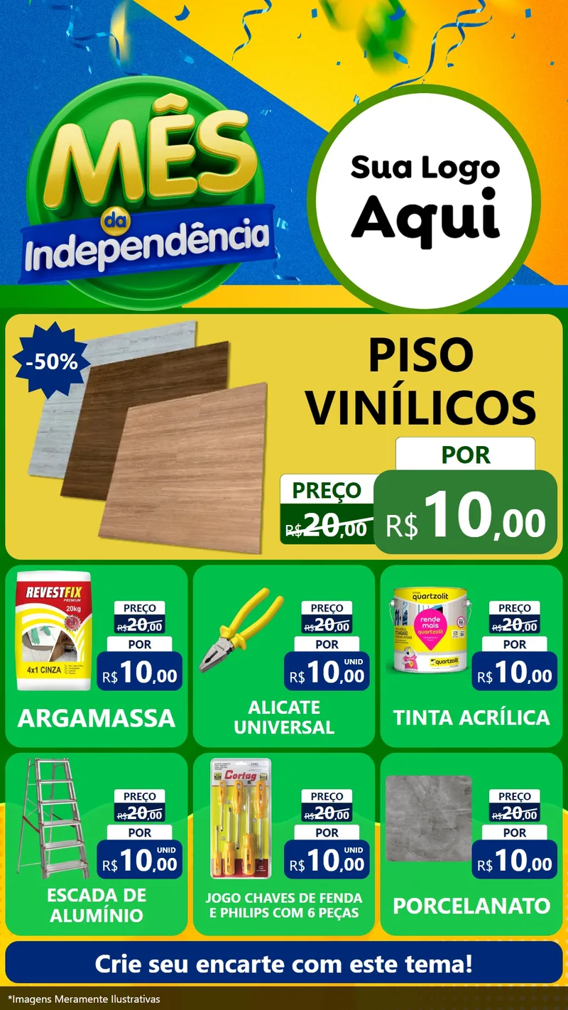 Modelo de Rede Social para Stories com o tema Mês da Independência para Material para Construção