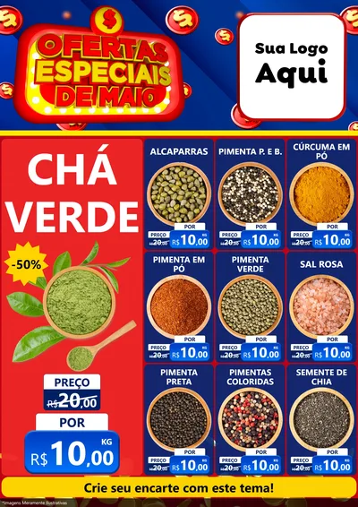Modelo de Encarte para Encarte A4 Vertical com o tema Ofertas Especiais de Maio para Produtos Naturais