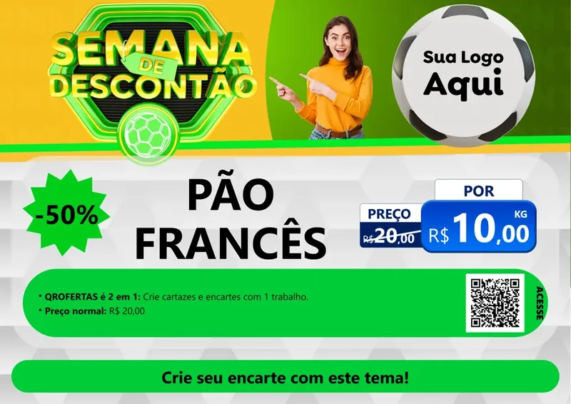 Modelo de Cartaz para Cartaz A4 Horizontal com o tema Semana de Descontão - Copa para Padaria