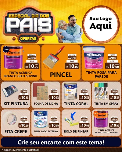 Modelo de Rede Social para Feed Instagram com o tema Especial Dia dos Pais para Tintas e Ferramentas