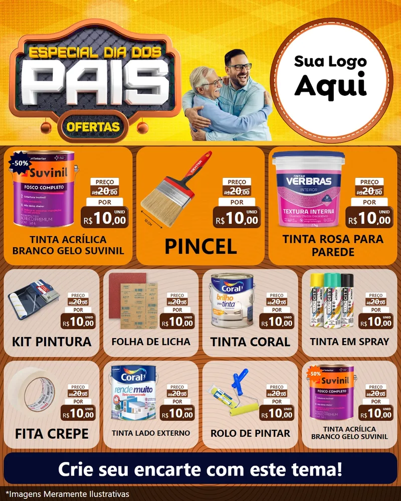 Modelo de Rede Social para Feed Instagram com o tema Especial Dia dos Pais para Tintas e Ferramentas