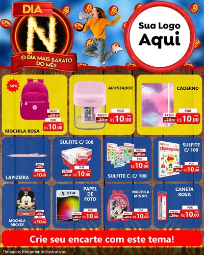Modelo de Rede Social para Feed Instagram com o tema Dia N - O Dia Mais Barato Do Mês para Papelaria
