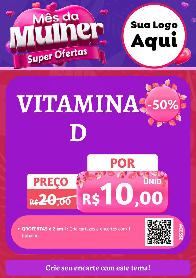 Modelo de Cartaz para Cartaz A4 Vertical com o tema Mês da Mulher - Super Ofertas para Farmácia