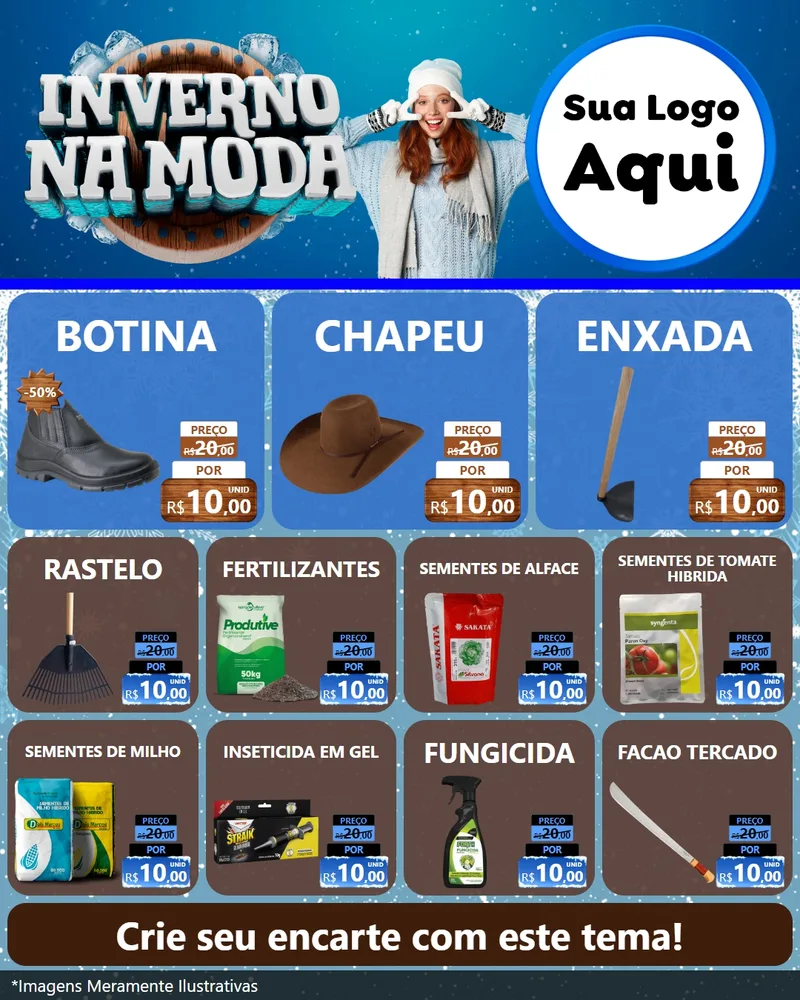 Modelo de Rede Social para Feed Instagram com o tema Inverno na Moda para Agropecuária
