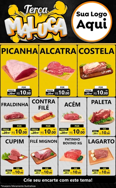 Modelo de Encarte para Encarte Grande com o tema Terça Maluca para Açougue