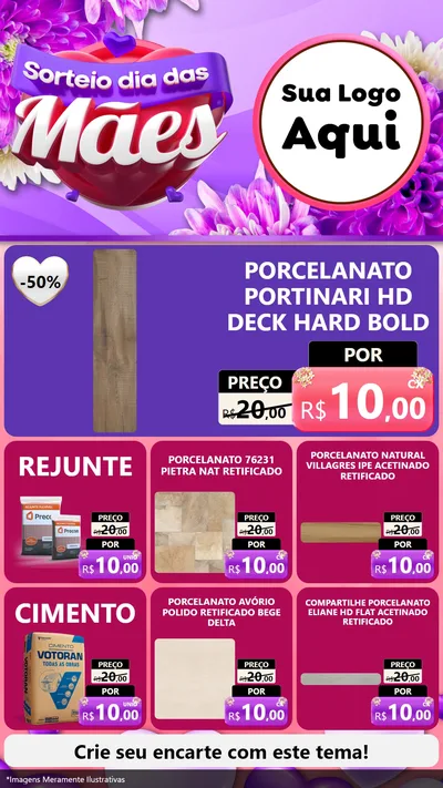 Modelo de Rede Social para Stories com o tema Sorteio Dia das Mães para Pisos e revestimentos