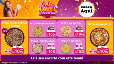 Modelo de TV para TV Horizontal com o tema Carnaval de Ofertas para Pizzaria