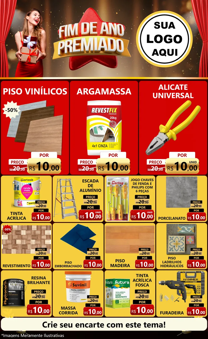 Modelo de Encarte para Encarte Grande com o tema Fim de Ano Premiado para Material para Construção