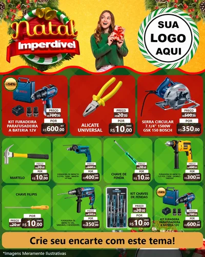 Modelo de Rede Social para Feed Instagram com o tema Natal Imperdível para Maquinas e Ferramentas