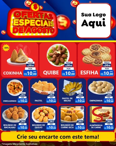 Modelo de Rede Social para Feed Instagram com o tema Ofertas Especiais de Agosto para Salgadaria