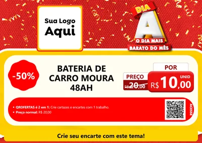 Modelo de Cartaz para Cartaz A4 Horizontal com o tema Dia A o Dia Mais Barato do Mês para Baterias Elétricas