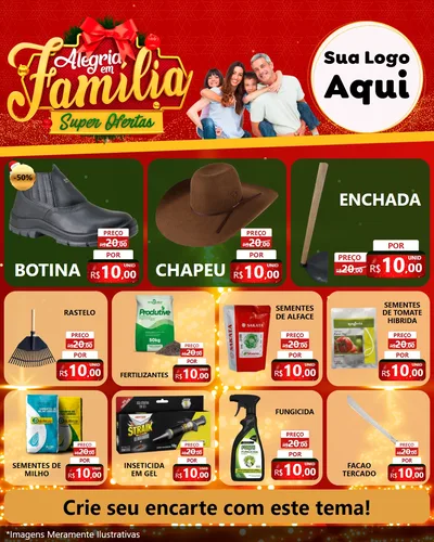 Modelo de Rede Social para Feed Instagram com o tema Alegria em Família Super Ofertas - Natal para Agropecuária
