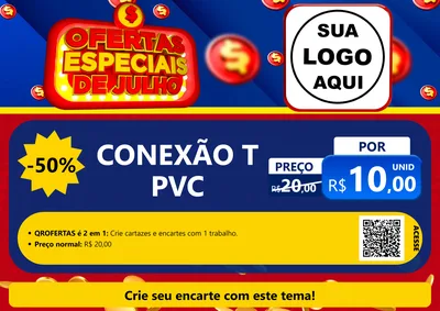Modelo de Cartaz para Cartaz A4 Horizontal com o tema Ofertas Especiais de Julho para Tubos e conexões