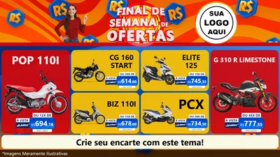 Modelo de TV para TV Horizontal com o tema Final de Semana de Ofertas para Concessionaria de Motos