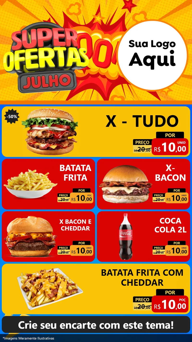 Modelo de TV para TV Vertical com o tema Super Ofertas Julho para Hamburgueria