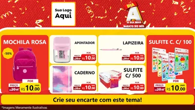 Modelo de TV para TV Horizontal com o tema Dia A o Dia Mais Barato do Mês para Papelaria