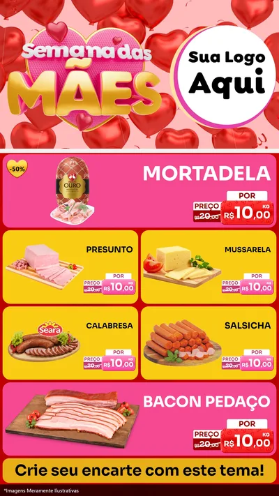 Modelo de TV para TV Vertical com o tema Semana Das Mães para Frios e Laticínios
