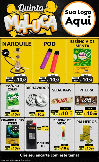 Modelo de Encarte para Encarte Grande com o tema Quinta Maluca para Tabacaria
