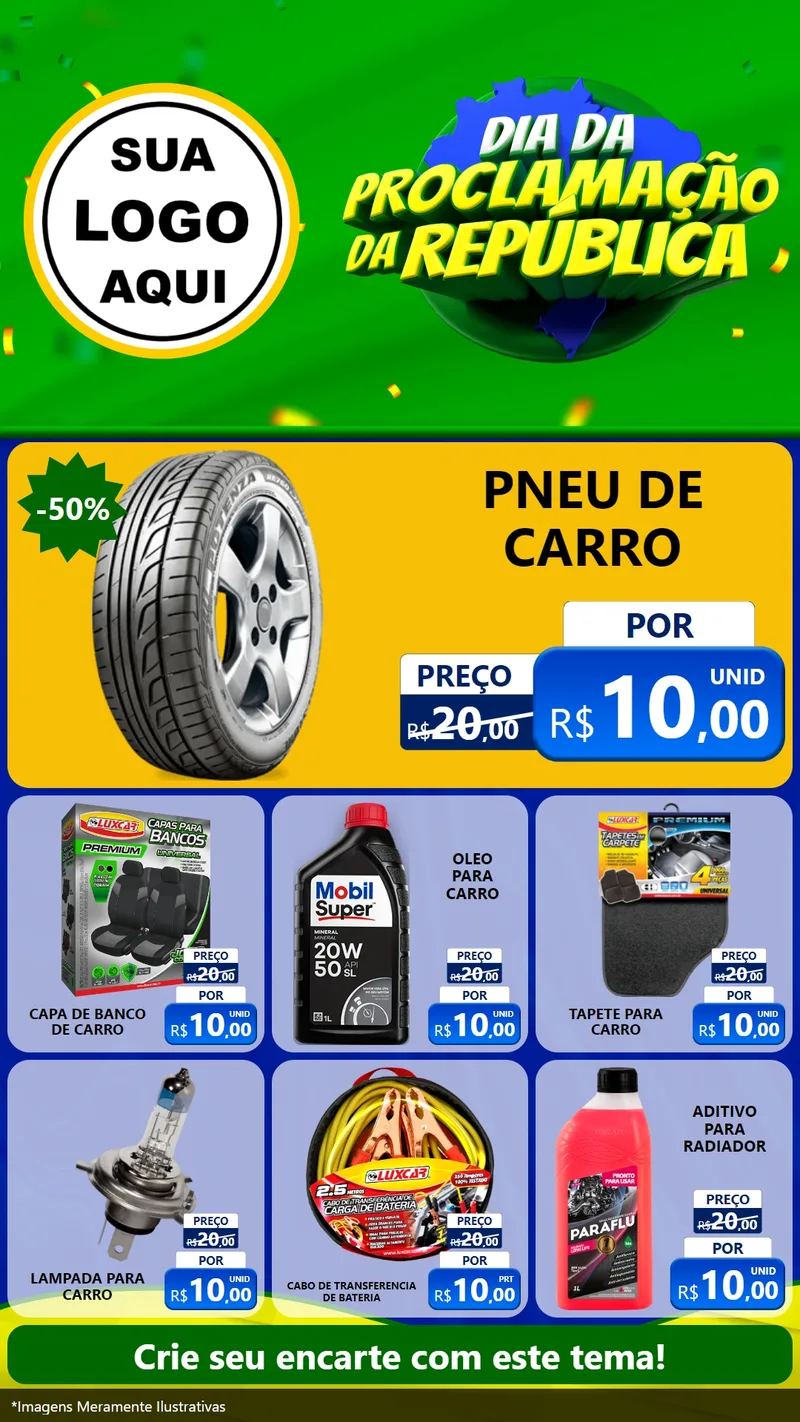 Modelo de Rede Social para Stories com o tema Dia Da Proclamação Da República para Auto peças