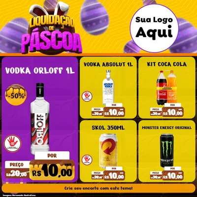 Modelo de Rede Social para Feed Facebook com o tema Liquidação de Páscoa para Distribuidora de bebidas