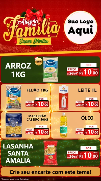 Modelo de TV para TV Vertical com o tema Alegria em Família Super Ofertas - Natal para Supermercado