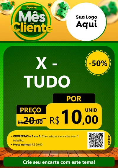 Modelo de Cartaz para Cartaz A4 Vertical com o tema Especial Mês do Cliente para Hamburgueria