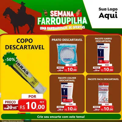 Modelo de Rede Social para Feed Facebook com o tema Semana Farroupilha - Uma Barbaridade de Ofertas para Embalagens