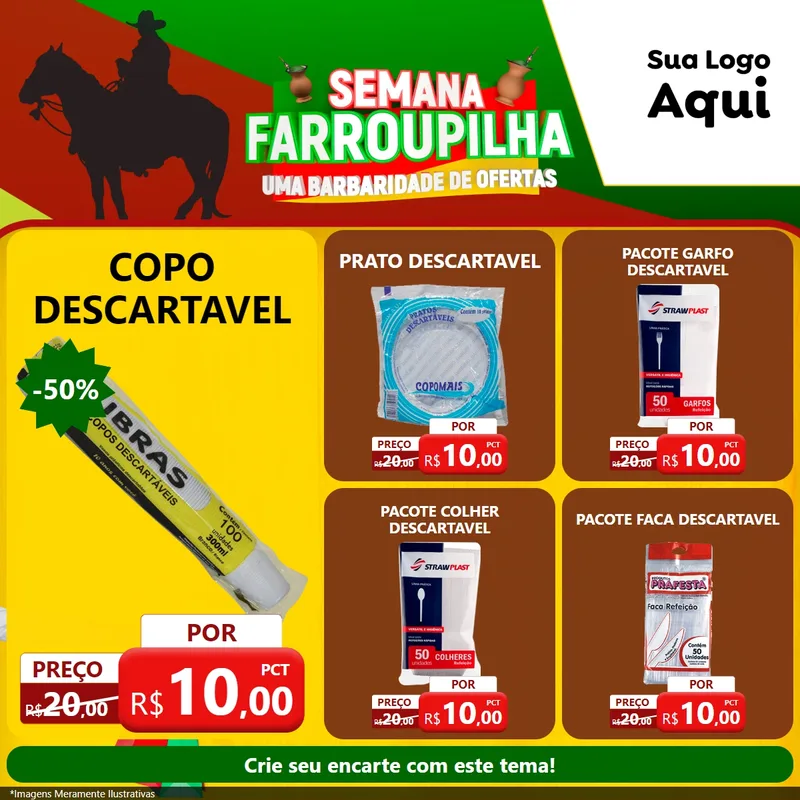 Modelo de Rede Social para Feed Facebook com o tema Semana Farroupilha - Uma Barbaridade de Ofertas para Embalagens