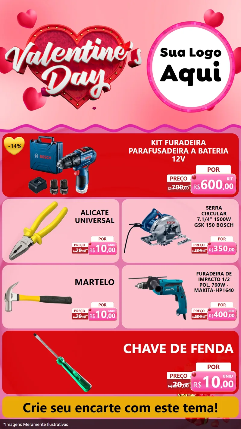 Modelo de TV para TV Vertical com o tema Valentine's Day para Maquinas e Ferramentas