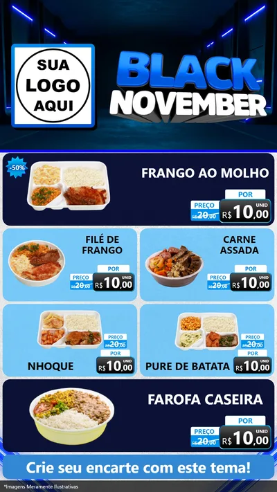 Modelo de TV para TV Vertical com o tema Black November para Restaurante