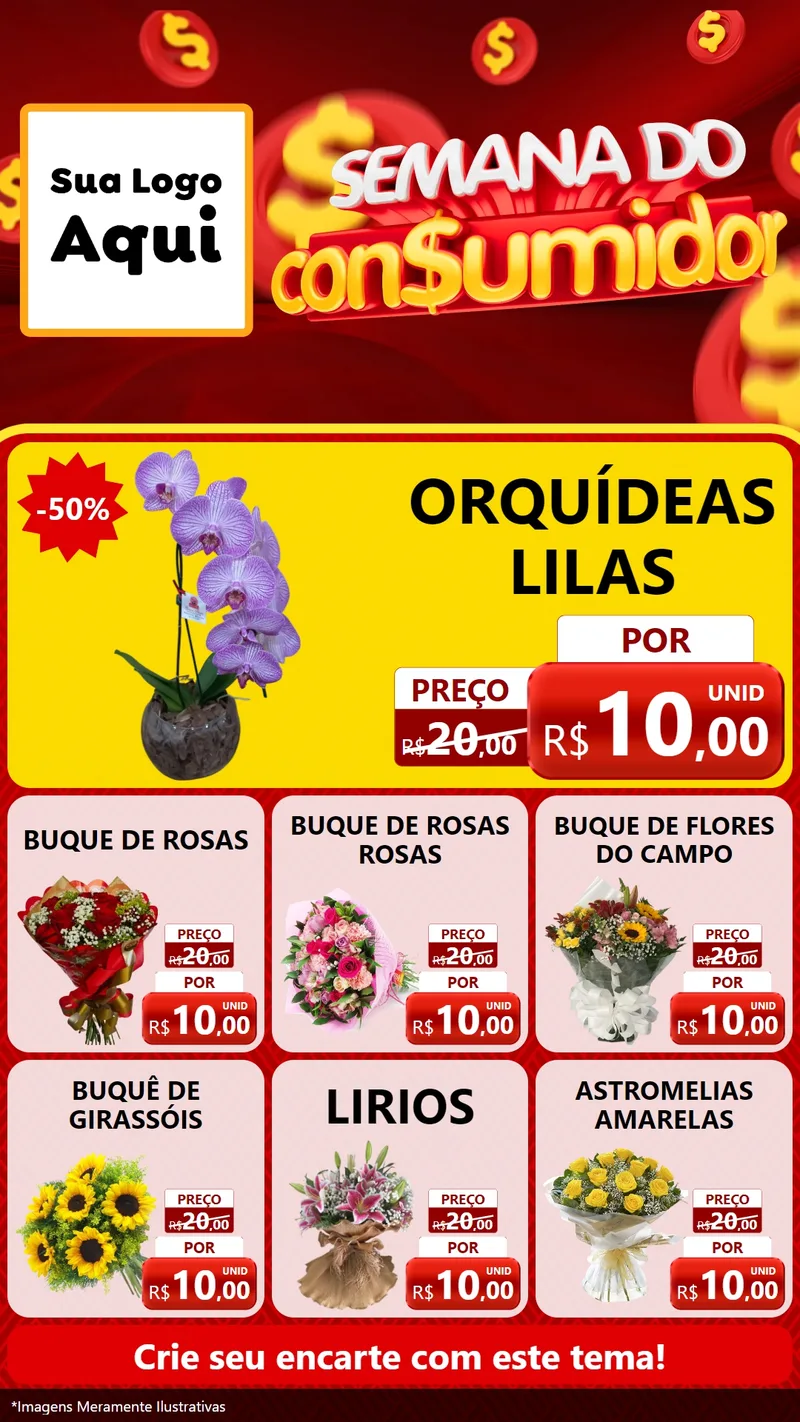 Modelo de Rede Social para Stories com o tema Semana do Consumidor para Floricultura e jardim