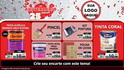 Modelo de TV para TV Horizontal com o tema Promoção de Aniversário - 25Anos para Tintas e Ferramentas