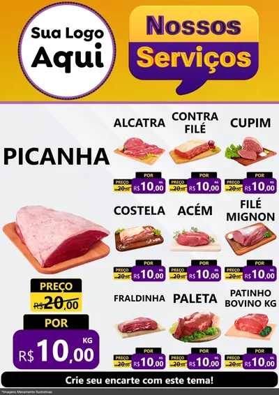 Modelo de Encarte para Encarte A4 Vertical com o tema Nossos Serviços para Açougue