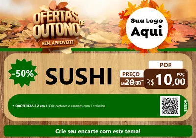Modelo de Cartaz para Cartaz A4 Horizontal com o tema Ofertas de Outono - Vem, Aproveite! para Comida japonesa