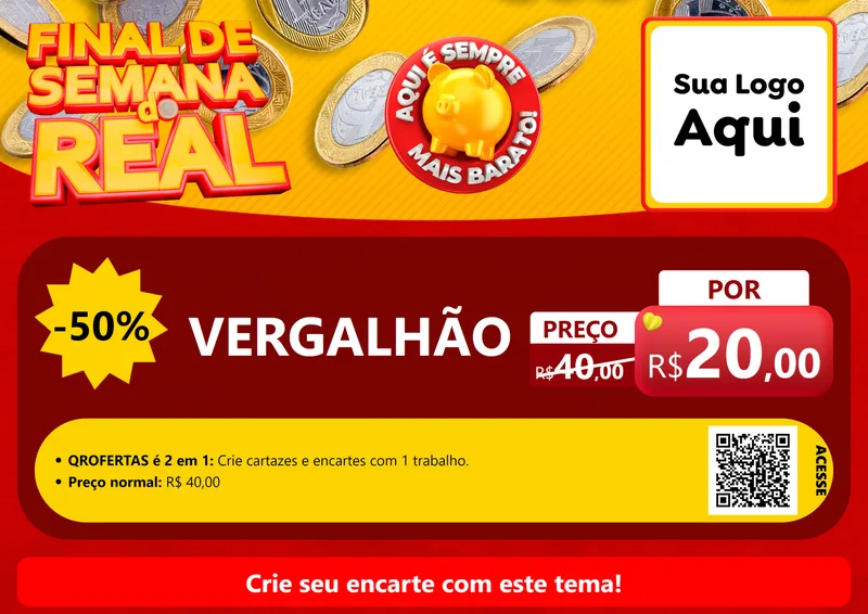 Modelo de Cartaz para Cartaz A4 Horizontal com o tema Final de Semana do Real para Ferragens