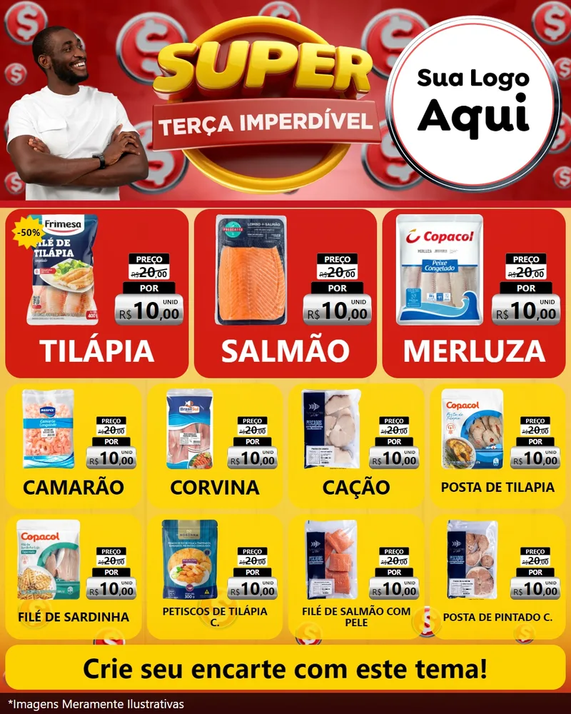 Modelo de Rede Social para Feed Instagram com o tema Super Terça Imperdível para Peixaria