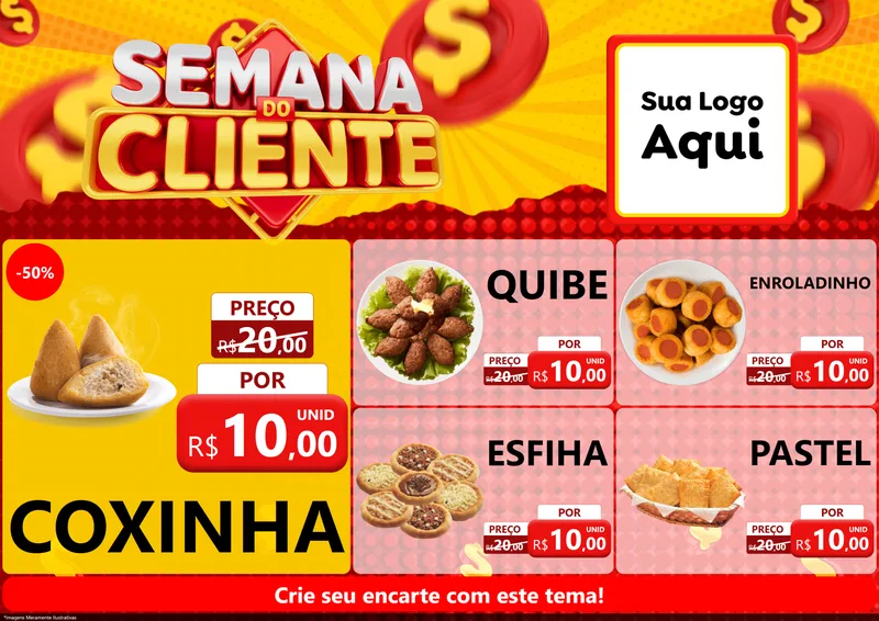 Modelo de Encarte para Encarte A4 Horizontal com o tema Semana do Cliente para Salgadaria