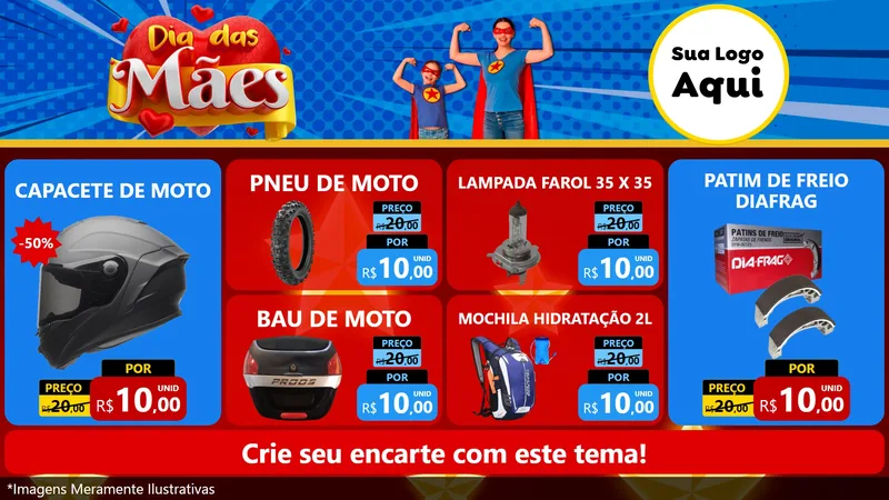 Modelo de TV para TV Horizontal com o tema Dia das Mães para Moto peças